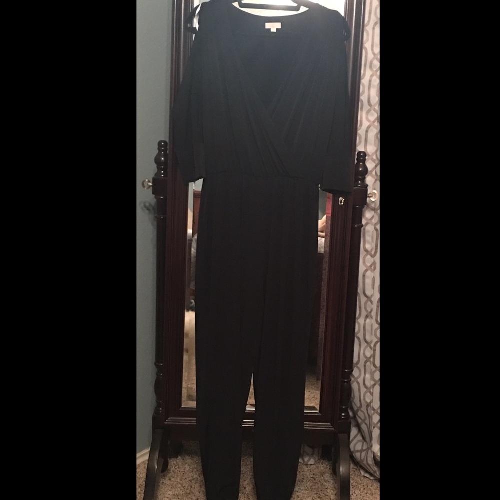 Plunging neckline jumpsuit